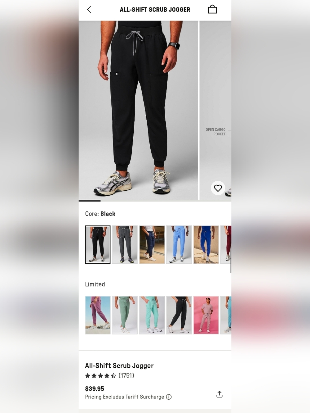 Fabletics - All Shift Scrub Jogger - Black/Hibiscus. Discontinued Color Option